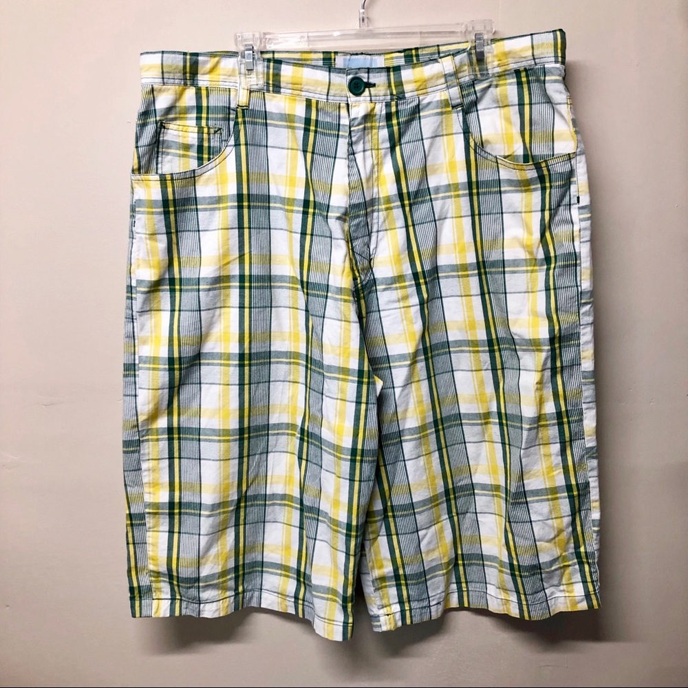 Blue Ocean Plaid Yellow Casual Shorts Size 40